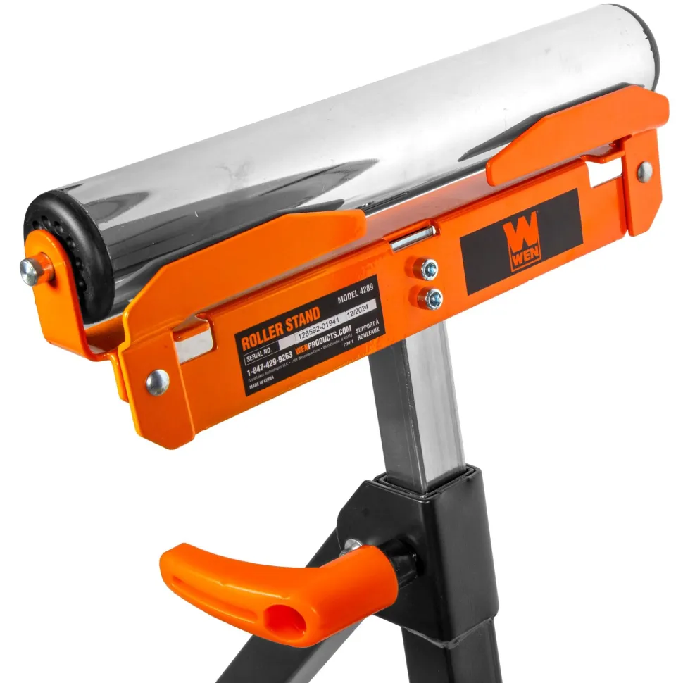 WEN 4289 Adjustable Roller Stand with Edge Guide, 250-Pound Capacity
