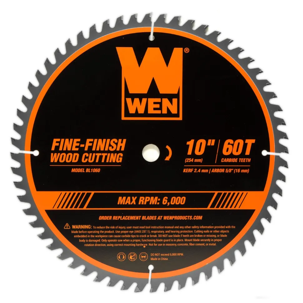 WEN BL1032-2 10-Inch 32-Tooth and 60-Tooth Carbide-Tipped Professional Woodworking Saw Blade Set, Two Pack