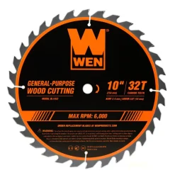 WEN BL1032-2 10-Inch 32-Tooth and 60-Tooth Carbide-Tipped Professional Woodworking Saw Blade Set, Two Pack