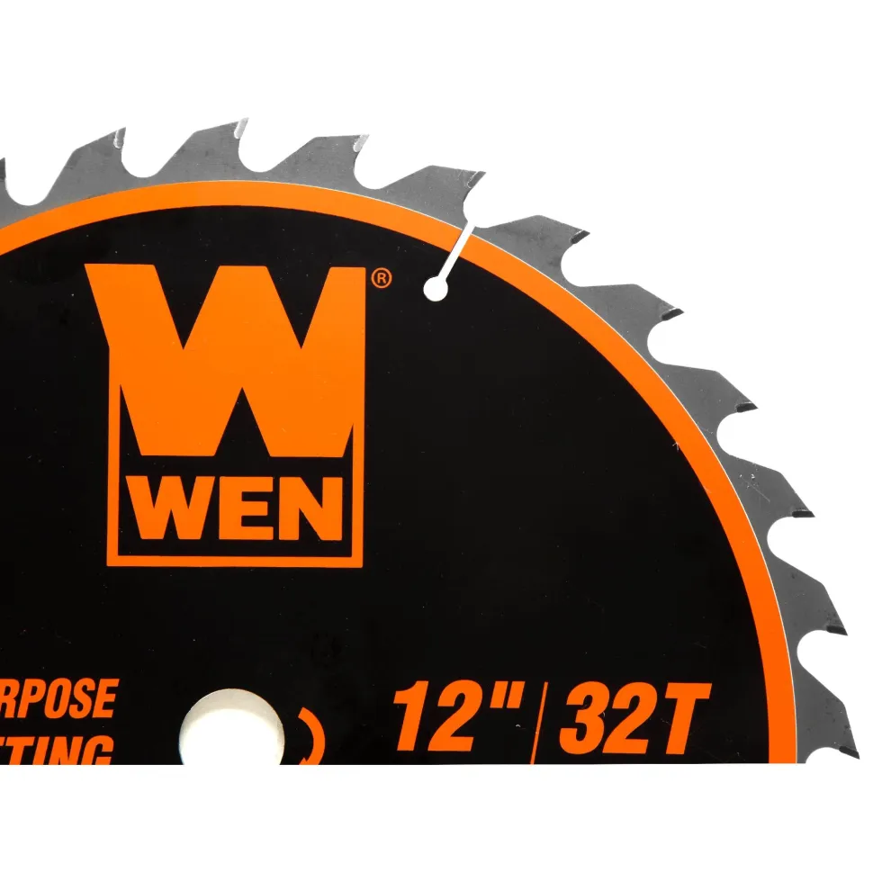 WEN BL1232-2 12-Inch 32-Tooth and 80-Tooth Carbide-Tipped Professional Woodworking Saw Blade Set, Two Pack