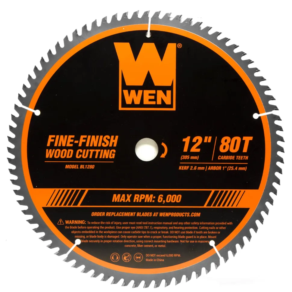 WEN BL1232-2 12-Inch 32-Tooth and 80-Tooth Carbide-Tipped Professional Woodworking Saw Blade Set, Two Pack