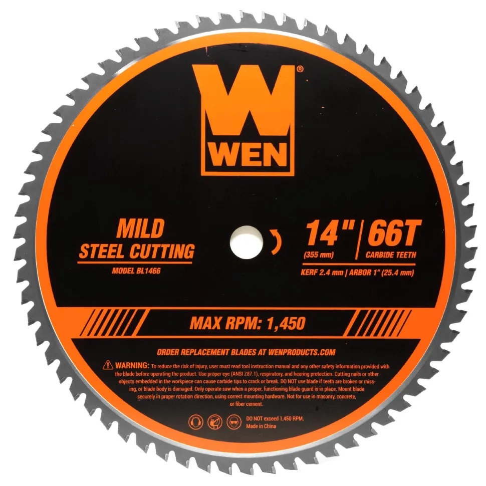 WEN BL1466 14-Inch 66-Tooth Carbide-Tipped Professional Metal Saw Blade for Mild Steel Cutting