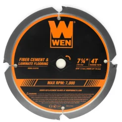 WEN BL0704 7-1/4-Inch 4-Tooth Diamond-Tipped (PCD) Professional Circular Saw Blade for Fiber Cement and Laminate Flooring