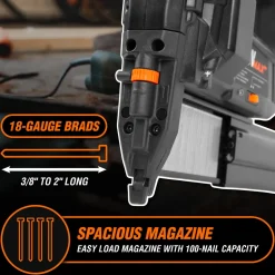 WEN 20512BT 20V Max Cordless 18-Gauge Brad Nailer (Tool Only – Battery Not Included)