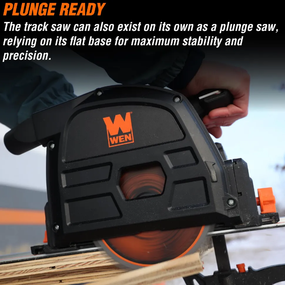 WEN 20691BT 20V Max 6.5-Inch Cordless Brushless Plunge Cut Variable Speed Track Saw (Tool Only – Batteries Not Included)