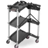WEN 73065 Compact Foldable Service Utility Cart, Three Tier with 165-Pound Capacity