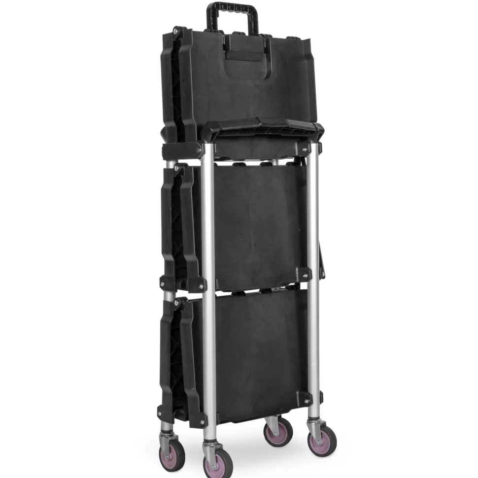 WEN 73065 Compact Foldable Service Utility Cart, Three Tier with 165-Pound Capacity