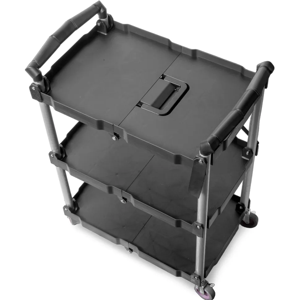 WEN 73065 Compact Foldable Service Utility Cart, Three Tier with 165-Pound Capacity