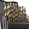 WEN DB292G 29-Piece Fully Ground Black Gold HSS Jobber Drill Bit Set with Carrying Case