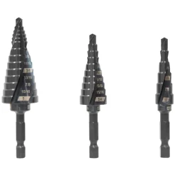 WEN DB238X 3-Piece Impact-Duty Titanium Step Drill Bit Set with #2, #3, and #8 Step Drill Bits