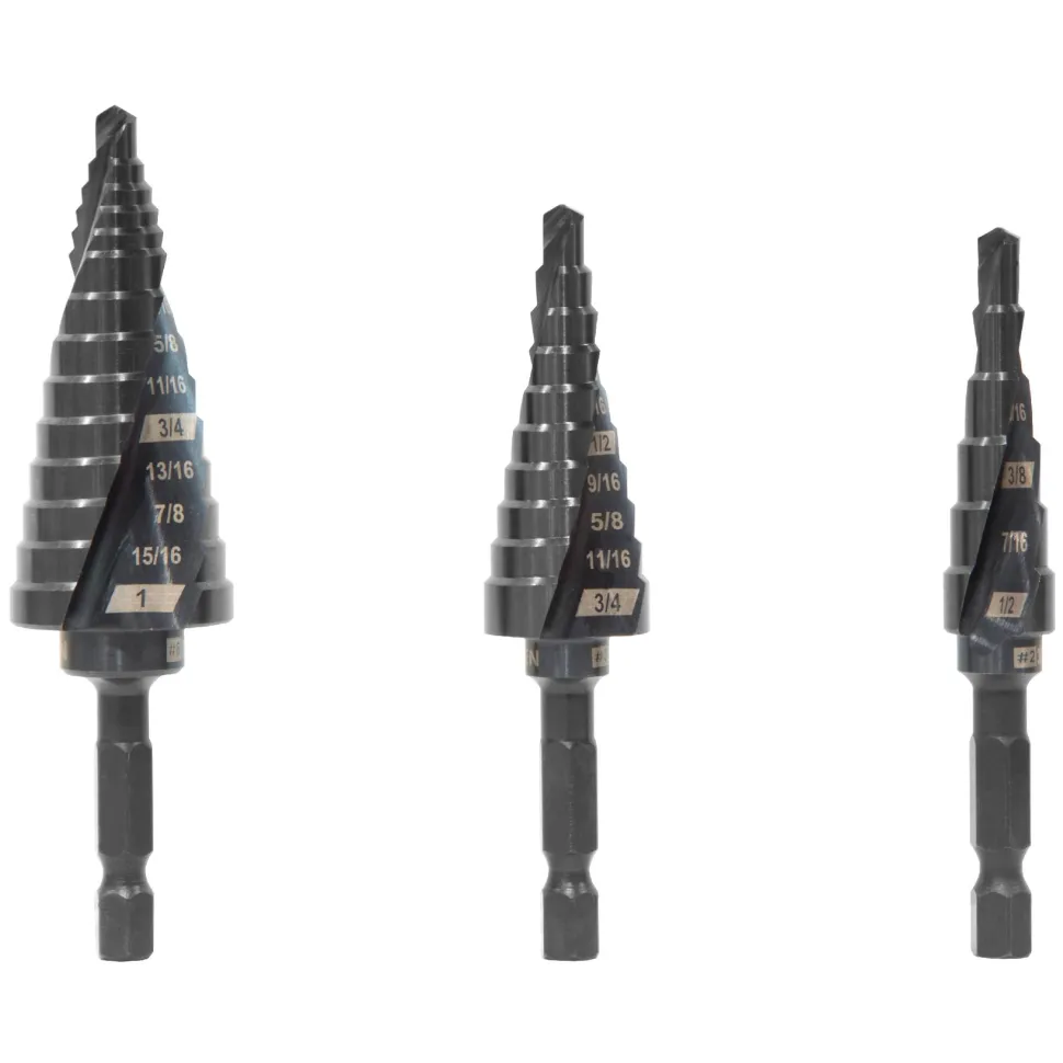 WEN DB238X 3-Piece Impact-Duty Titanium Step Drill Bit Set with #2, #3, and #8 Step Drill Bits