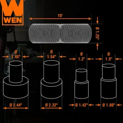 WEN DCA020 1.25-Inch by 10-Foot Dust Hose Kit with Fittings and Reducers
