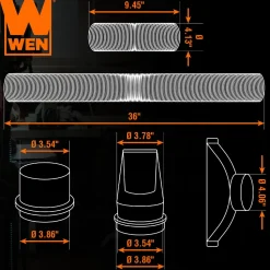 WEN DCA017 4-Inch by 36-Inch Flexible and Sculptable Dust Hose Kit with Couplers and Adapters