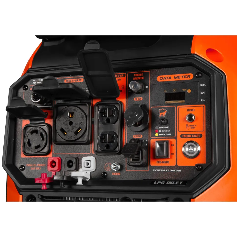 WEN DF680iX Quiet 6800-Watt Dual Fuel RV-Ready Electric Start Portable Inverter Generator with Fuel Shut Off and CO Watchdog for Electric Vehicle Backup
