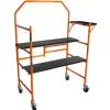 WEN 31107 4-Foot Portable Rolling Scaffolding, 500-Pound-Capacity with Foldable Design, Safety Rail and Tool Shelf