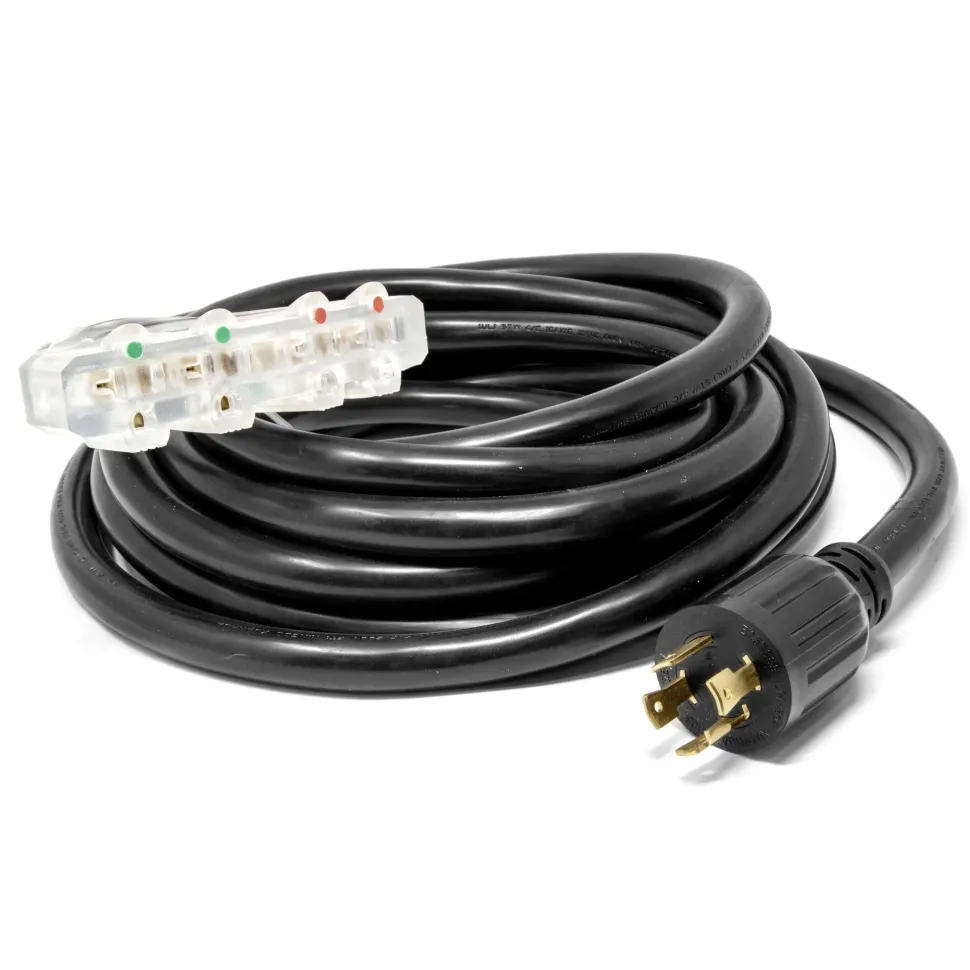 WEN PC2514 25 ft. 30-Amp 10-Gauge STW Fan-Style 10/4 Generator Extension Cord (converts L14-30R to four 5-20R outlets)
