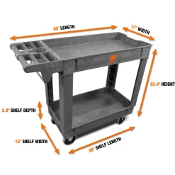 WEN 73009 500-Pound Capacity 40 by 17-Inch Two-Shelf Service Utility Cart