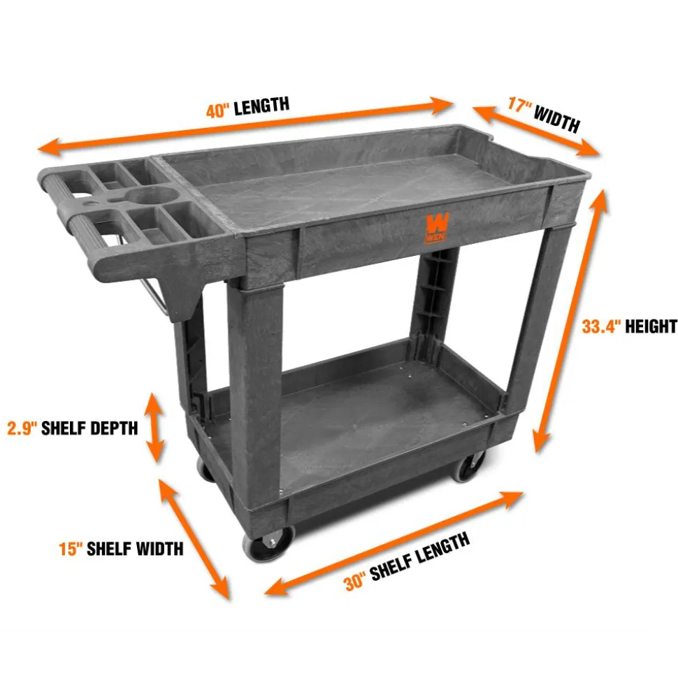 WEN 73009 500-Pound Capacity 40 by 17-Inch Two-Shelf Service Utility Cart