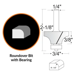 WEN RB601RD 3/4 in. Roundover Carbide-Tipped Router Bit with 1/4 in. Shank