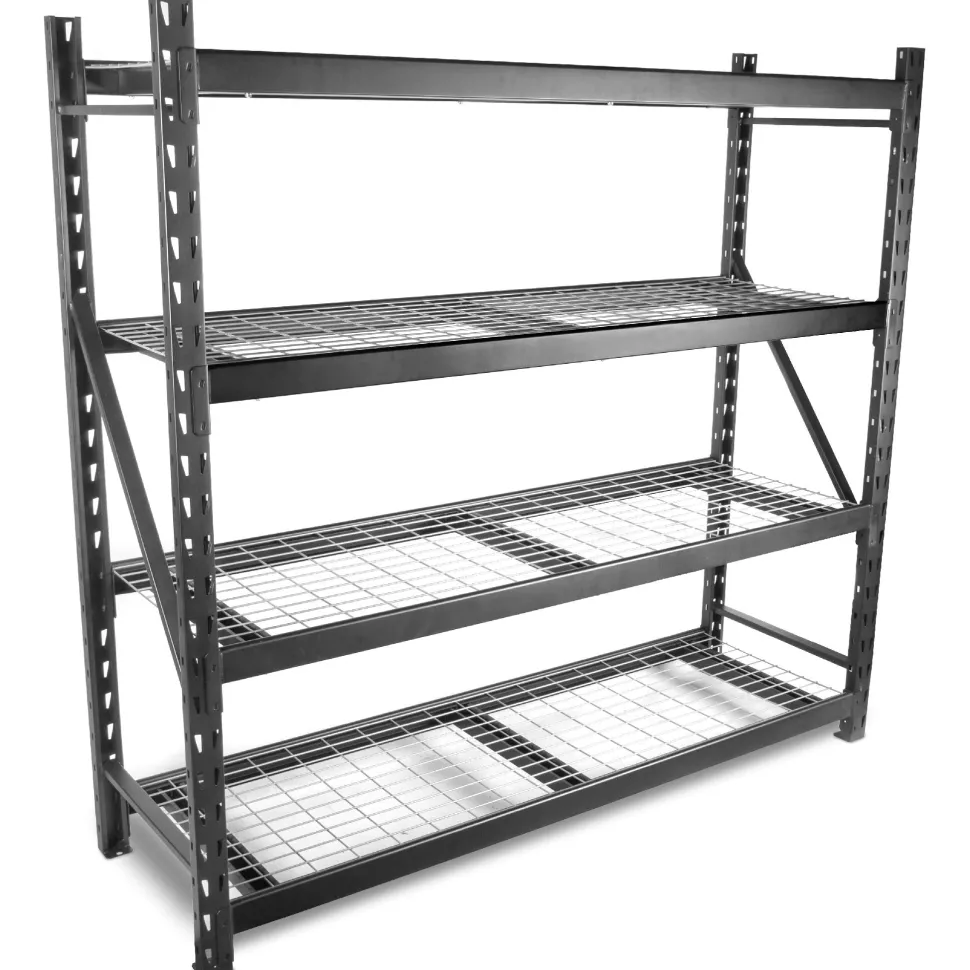 WEN RK7724-4 Four-Tier Industrial Steel Storage Rack with Adjustable Shelving and 8000-Pound Capacity