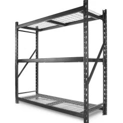 WEN RK7724-3 Three-Tier Industrial Steel Storage Rack with Adjustable Shelving and 6000-Pound Capacity