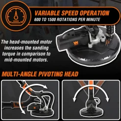 WEN 6369 Variable Speed 5-Amp Drywall Sander with 15-Foot Hose
