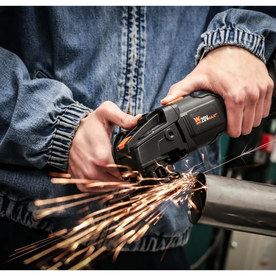 WEN 20944 20V Max Brushless Cordless 4-1/2-Inch Angle Grinder with 4.0Ah Lithium-Ion Battery and Charger