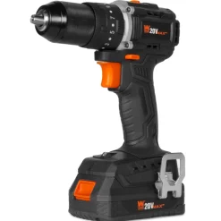 WEN 20121 20V Max Brushless Cordless 1/2-Inch Hammer Drill and Driver with 2.0 Ah Lithium-Ion Battery and Charger