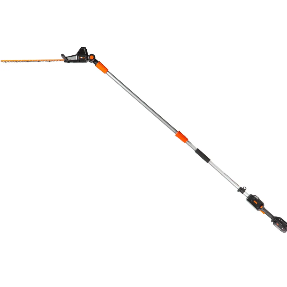 WEN 20825 20V Max Cordless 20-Inch Hedge Trimmer Pole Saw with 14.6-Foot Reach, 2Ah Battery and Charger