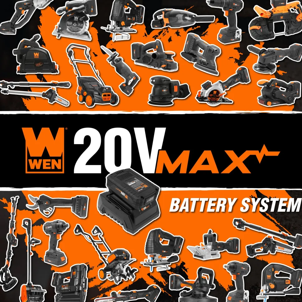 WEN 20751 20V Max Cordless 2-in-1 6-Inch Chainsaw and Pole Saw with 12.3-Foot Reach, 4Ah Battery and Charger