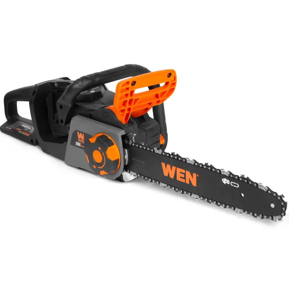 WEN 20754 20V Max 14-Inch Cordless Brushless Chainsaw with Two 4Ah Batteries and Dual Port Charger