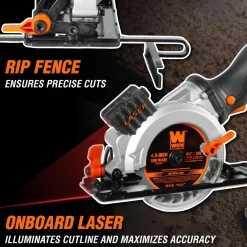 WEN 20604 20V Max 4-1/2-Inch Cordless Mini Circular Saw with 2.0Ah Battery and Charger