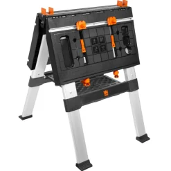 WEN WB3225 2-in-1 Folding Work Table and Sawhorse, 440-Pound Capacity with Onboard Clamps and Clamp Dogs