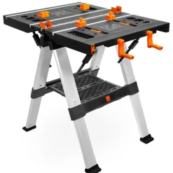 WEN WB3225 2-in-1 Folding Work Table and Sawhorse, 440-Pound Capacity with Onboard Clamps and Clamp Dogs