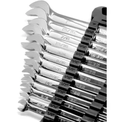 WEN WR132A 13-Piece Professional-Grade Reversible Ratcheting SAE Combination Wrench Set with Storage Rack
