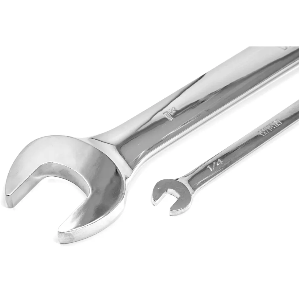 WEN WR131A 13-Piece Professional-Grade Ratcheting SAE Combination Wrench Set with Storage Rack