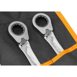 WEN WR162 16-Piece Professional-Grade Reversible Ratcheting Metric Combination Wrench Set with Storage Pouch