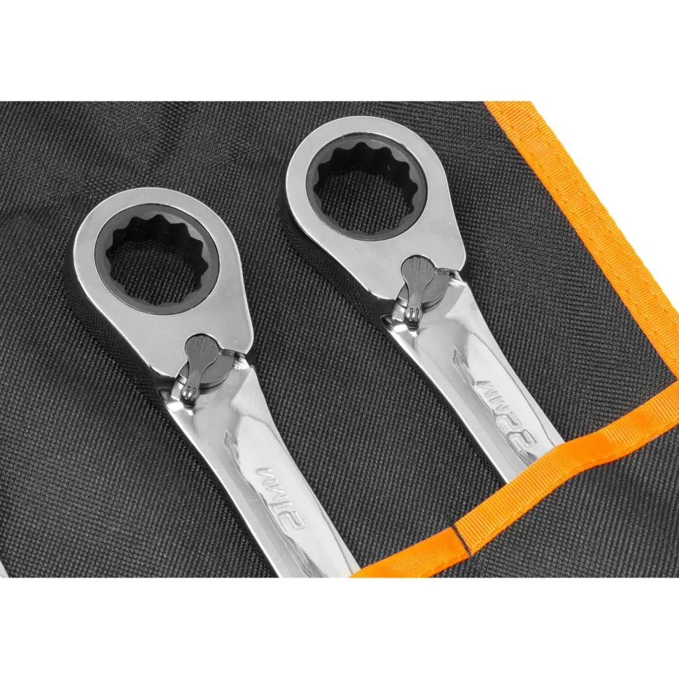 WEN WR162 16-Piece Professional-Grade Reversible Ratcheting Metric Combination Wrench Set with Storage Pouch