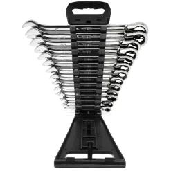 WEN WR132 13-Piece Professional-Grade Reversible Ratcheting SAE Combination Wrench Set with Storage Rack